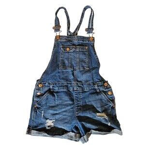 Jordache Girls 2X (18) Denim Bib Overall Shorts